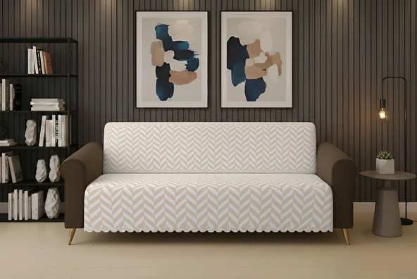 Dinarsu Kaydırmaz Koltuk Örtüsü 175X220 Ege Bej ürün görseli 1