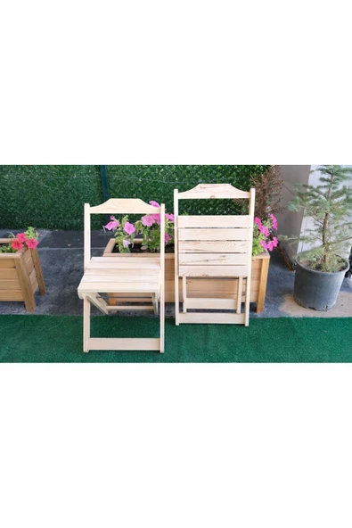 MrWoody Katlanır Bahçe Balkon Mutfak Piknik Sandalyesi 2 Kişilik 2 Adet Sandalye ürün görseli 1
