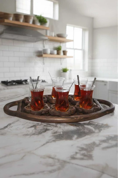 Ahşap Teslim Dekoratif Ahşap Oval Tepsi | Doğal Ahşap Kahverengi Sunumluk Ceviz ürün görseli 1