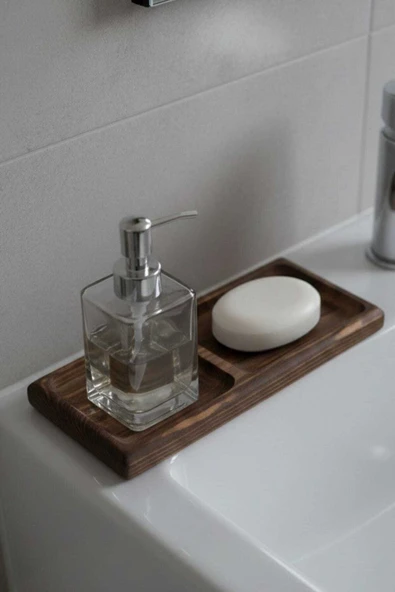 Ahşap Teslim Doğal Çam Masif İkili Sabunluk Altlığı – Banyo ve Mutfak Düzenleyici (20x9cm) ürün görseli 1
