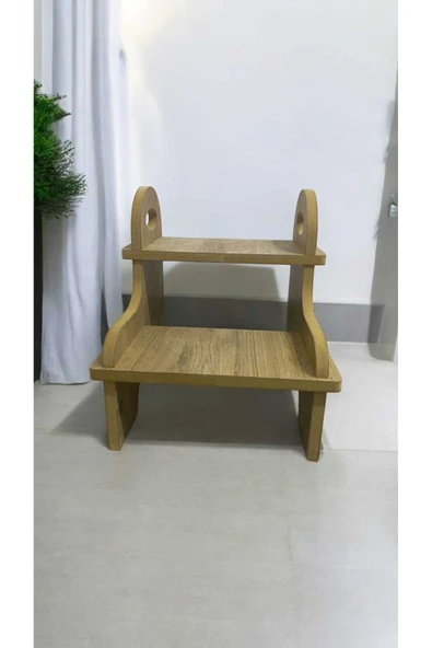 Ahşap Teslim Mdf 2 Basamaklı Tabure Çocuk Bebek Banyo Lavabo Yükseltici Merdiven (MONTESSORİ ÇOCUK-YETİŞKİN) ürün görseli 1