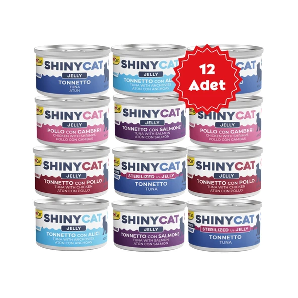 Gimcat Shinycat Jelly Jöle içinde Ton Balıklı Karışık Kedi Konserve Mama 70grX12 Adet ürün görseli 1