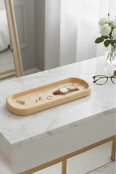Ahşap Teslim Doğal Ahşap Sunumluk Kahve Tepsisi (25x9 cm) ürün görseli 1