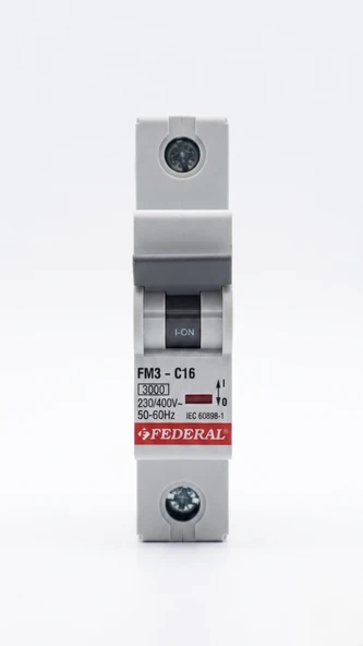 FEDERAL 1X16 A C Tipi 3kA Otomatik Sigorta FM3-C 9EC-C0331-0D16 ürün görseli 1