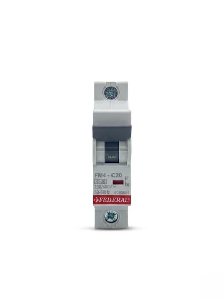 FEDERAL 1X20 A C Tipi 4.5kA Otomatik Sigorta FM4 9EG-C0431-SD20 ürün görseli 1