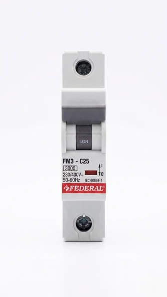 FEDERAL 1X25 A C Tipi 3kA Otomatik Sigorta FM3-C 9EC-C0331-0D25 ürün görseli 1