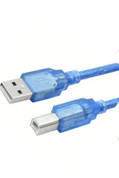 usin 3 Metrelik Şeffaf Usb A B Printer Yazıcı Ara Kablosu(LAZER EPSON CANON HP VE DİĞER YAZICLARA UYUMLU) ürün görseli 1