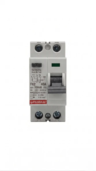 FEDERAL 2X40 A 30mA 6kA Kaçak Akım Rolesi FK2 9FA-H1062-0040 ürün görseli 1