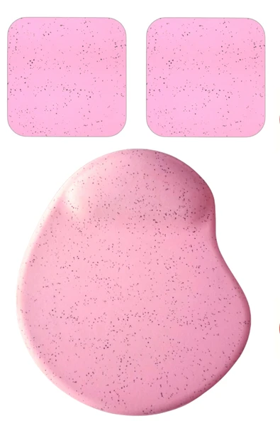 usin Oval Pembe Kum Desen Bilek Destekli Mouse Pad + 2 Adet Kupa Fincan Bardak Altlığı Altlık Set ürün görseli 1