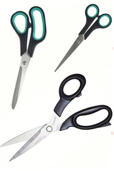 usin Paslanmaz Çelik Kumaş Karton Kağıt Kesme Kesim Keskin Terzi Makası 3lü Set (14-21-23 CM) ürün görseli 1