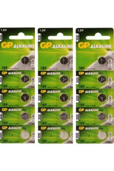 GP 15 Adet 189 V10ga Alkaline Lr54 Ag10 Sr Lr 1130 5'li Düğme Pil(TERAZİ-SAAT-BASKÜL PİLİ) ürün görseli 1