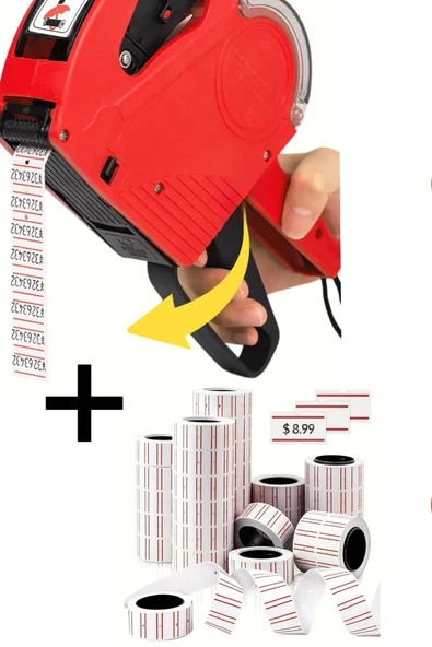 usin 8 Hanel Ürün Fiyat Basma Etiketleme Makinesi Makinası Aleti + 10LU PAKET RULO ETİKET ürün görseli 1