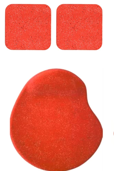 usin Oval Kırmızı Kum Desen Bilek Destekli Mouse Pad + 2 Adet Kupa Fincan Bardak Altlığı Altlık Set ürün görseli 1