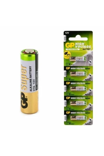 GP 5 Tane Beş 27a - 27 A Pil 5 Adet 1 Kart Alkaline 27a Pil 27ae 12v 5'li Alarm Pili ürün görseli 1