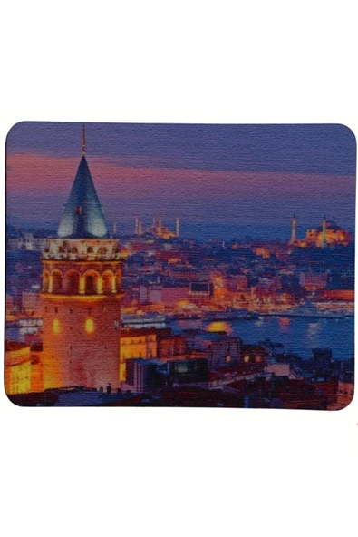 usin Galata Kulesi Manzara Desenli Kaymaz Taban Optik Bilgisayar Notebook Mouse Pad Maus Ped 17,5x21,5cm ürün görseli 1