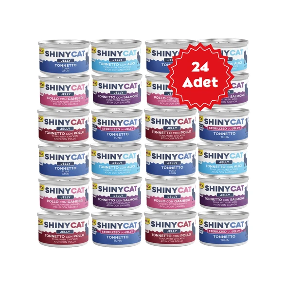 Gimcat Shinycat Jelly Jöle içinde Ton Balıklı Karışık Kedi Konserve Mama 70grX24 Adet ürün görseli 1