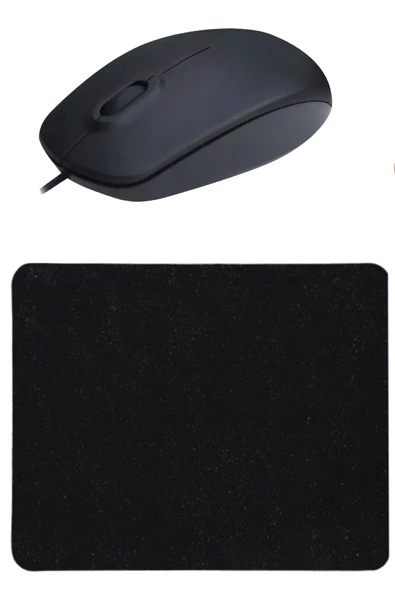 usin Siyah Mouse Pad + Kablolu Mouse Bilgisayar Faresi Notebook PC Windows XP 7 10 11 Mac Uyumlu Mause ürün görseli 1