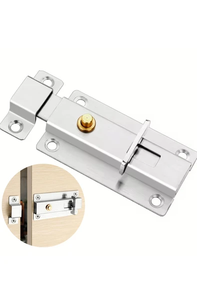 usin Açma Kapama Butonlu Paslanmaz Çelik Sürgülü Kapı Pencere Kilit - Emniyet  Kilidi 95 x 43 x 20 mm ürün görseli 1