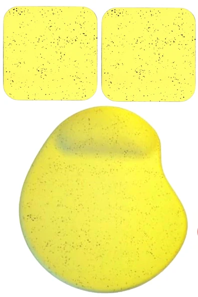 usin Oval Sarı Kum Desen Bilek Destekli Mouse Pad + 2 Adet Kupa Fincan Bardak Altlığı Altlık Set ürün görseli 1