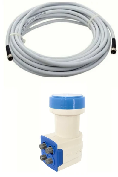 usin 20 Metre Uydu Kablosu + Dörtlü Çıkış Çanak Uydu 4k Full Hd 3d Lnb (4 Lü Quad Lnb) ürün görseli 1