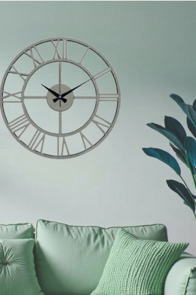 usin Hediyelik Dekoratif Yuvarlak Krom Kapaksız Roma Rakamlı Salon Büro Ofis Mutfak Duvar Saati 38*38 CM ürün görseli 1