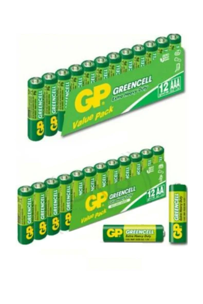 GP 12 Adet Aaa Ince Kalem Pil + 12 Adet Aa Kalem Pil (1.5 Volt Uzaktan Kumanda-radyo-fener Pili ürün görseli 1