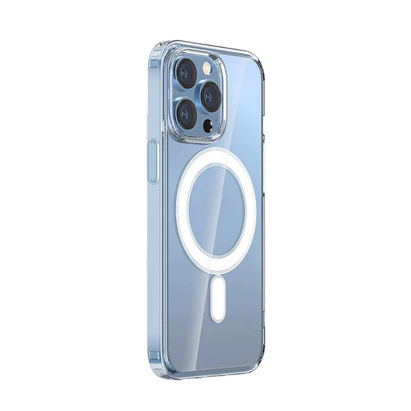 Apple iPhone 15 Pro Kılıf M-safe Şarj Özellikli Şeffaf Sert PC Zore Embos Kapak ürün görseli 1