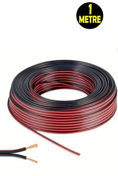 usin 1 Metre Siyah 2*0,75 Hoparlör Ses Sitemi Kablosu - Hoporlör Elektrik Tesisat Kordon Kablosu ürün görseli 1