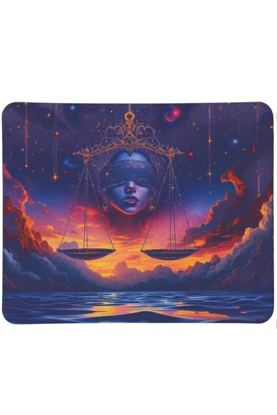 usin Terazi Burcu Desenli Tip Kaymaz Taban Optik Bilgisayar Notebook Burçlar Mouse Pad Mauspad 17x 21 Cm ürün görseli 1