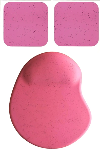 usin Oval Fuşya Kum Desen Bilek Destekli Mouse Pad + 2 Adet Fuşya Kupa Fincan Bardak Altlığı Altlık Set ürün görseli 1