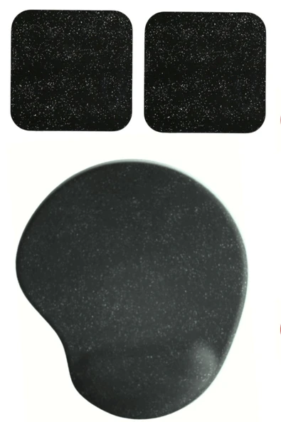 usin Oval Siyah Kum Desen Bilek Destekli Mouse Pad + 2 Adet Siyah Kupa Fincan Bardak Altlığı Altlık Set ürün görseli 1