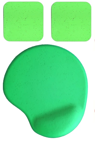 usin Oval Yeşil Kum Desen Bilek Destekli Mouse Pad + 2 Adet Yeşil Kupa Fincan Bardak Altlığı Altlık Set ürün görseli 1
