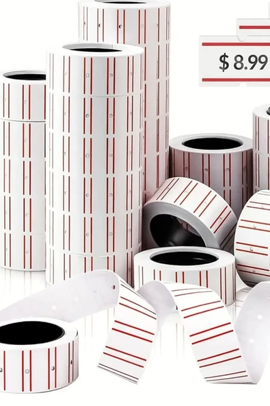 usin 10LU PAKET (21X12MM) Beyaz Yapışkanlı MX-5500 M5500, HG979 Etiket Makinası Etiketi Rulosu ürün görseli 1