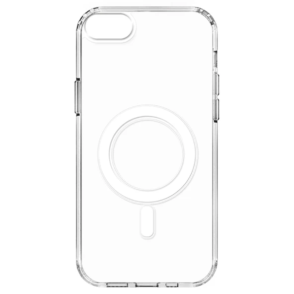Apple iPhone SE 2022 Kılıf M-safe Şarj Özellikli Şeffaf Sert PC Zore Embos Kapak ürün görseli 1