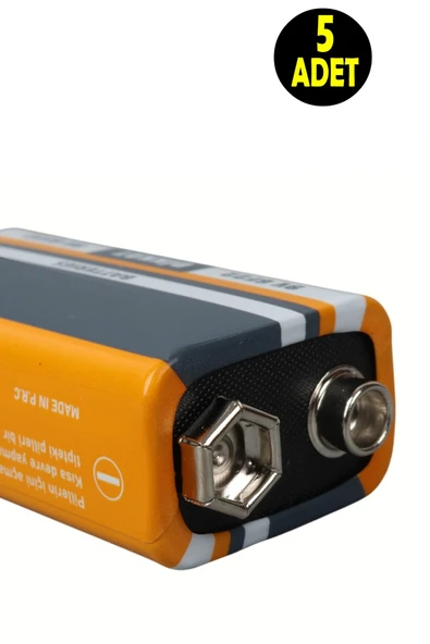usin 5 ADET 9 Volt Pil - 9V Oyuncak Araba Drone Kumanda Pili -9Volt Çift Başlı Kare Pil ürün görseli 1