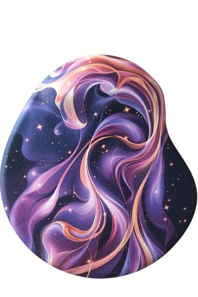 usin Oval Gece Desenli Bilek Destekli Kaymaz Taban Bilgisayar Notebook Mouse Pad -Mausa Pad ürün görseli 1
