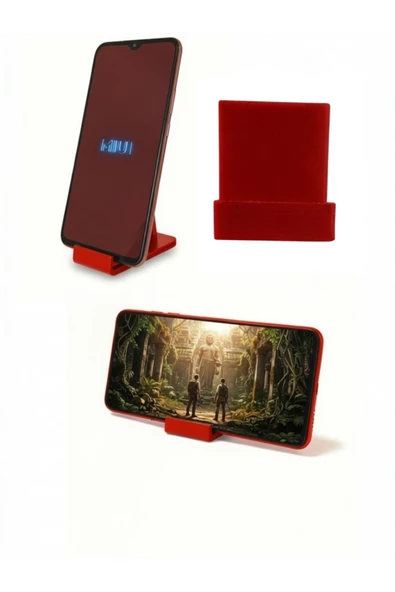 usin Kırmızı Mini Masa Üstü Cep Telefonu Tablet Tutucu Tutacağı Standı US-T004K 4 4*4 *4 CM ürün görseli 1