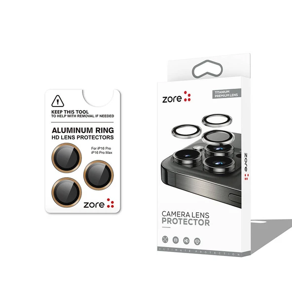 Apple iPhone 16 Pro Zore CL-12 Premium Safir Parmak İzi Bırakmayan Anti-Reflective Kamera Lens Koruyucu ürün görseli 1