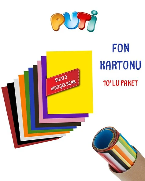 Puti Fon Kartonu 50x70 cm Karışık Renk 10’lu Paket ürün görseli 1