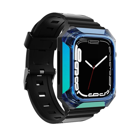 Apple Watch 7 45mm Zore KRD-88 Sert PC Kasa Koruyuculu Silikon Kordon ürün görseli 1