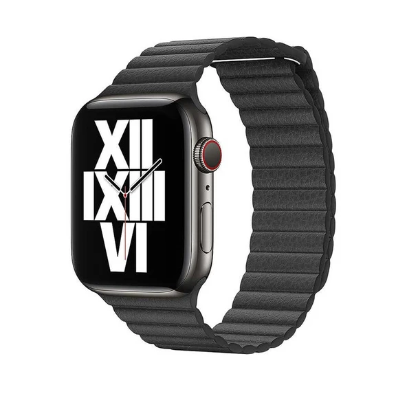 Apple Watch 44mm KRD-09 Deri Lop Kordon - Resim 9