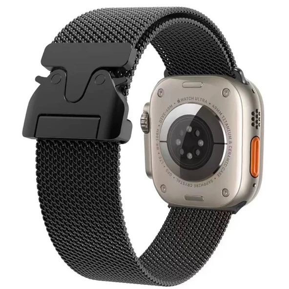Apple Watch Ultra 49mm Zore KRD-25 Metal Hasır Kordon ürün görseli 1