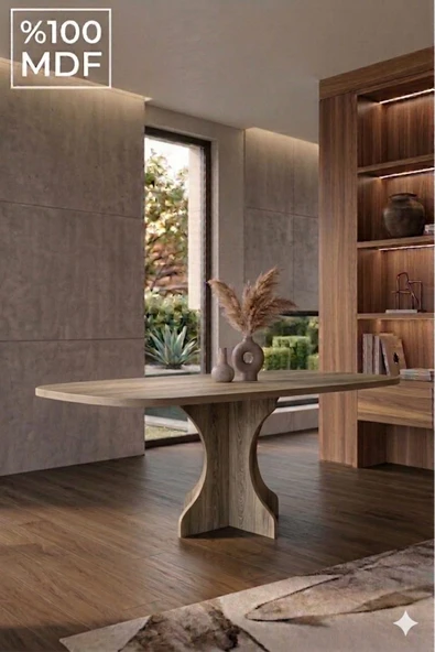 MOBİLYACIN Dikdörtgen Salon Yemek Masası Kemer Tek Ayak-160x90-Afrika Ceviz ürün görseli 1