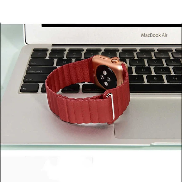 Apple Watch 44mm KRD-09 Deri Lop Kordon - Resim 5