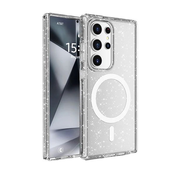 Galaxy S25 Ultra Kılıf M-safe Şarj Özellikli Parlayan Simli Saydam Renkli Zore Allstar Kapak ürün görseli 1