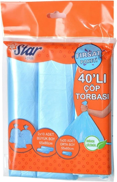 StarPlus Çöp Torbası Fırsat Paketi 3Lü (2 Büyük + 1 Küçük) ürün görseli 1