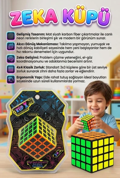 Eğitici 4x4x4 Zeka Küpü Kübix! Hızlı Akıcı Takılmayan Karbon Fiber Detaylı Renkli Beceri Oyuncağı ürün görseli 1