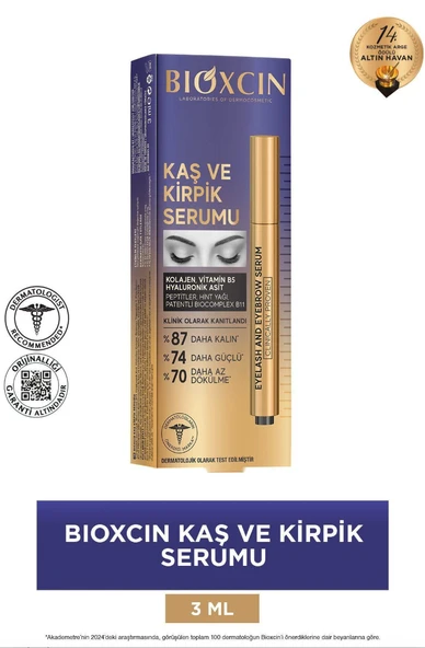 Bioxcin Kolajen ve Hyaluronik Asit İçerikli Kaş ve Kirpik Serumu 3 ml ürün görseli 1