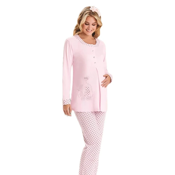 FLZ 24374 Kışllık Lohusa Uzun Kol  Pijama Takım ürün görseli 1