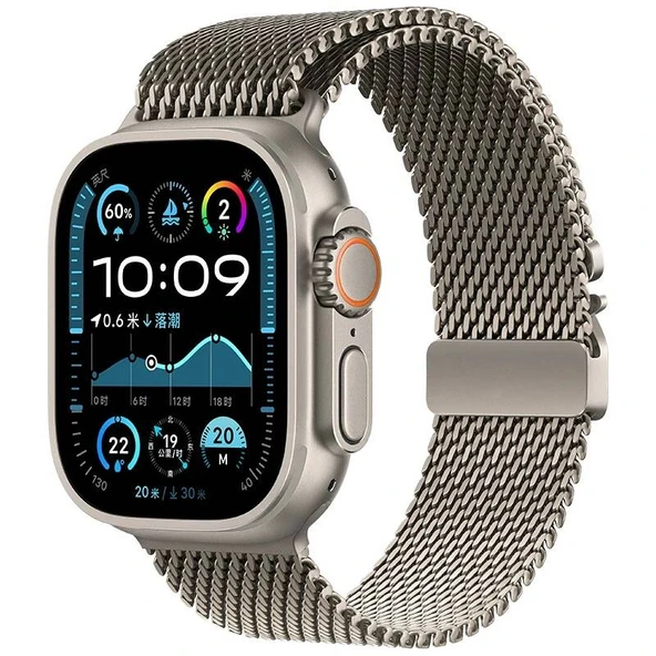 Apple Watch Ultra 49mm Zore KRD-121 Metal Hasır Kordon ürün görseli 1